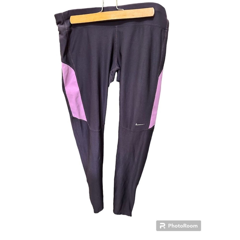 Nike Running Dri-Fit Purple Gray‎ Pink Leggings Size Medium Zipper Pocket